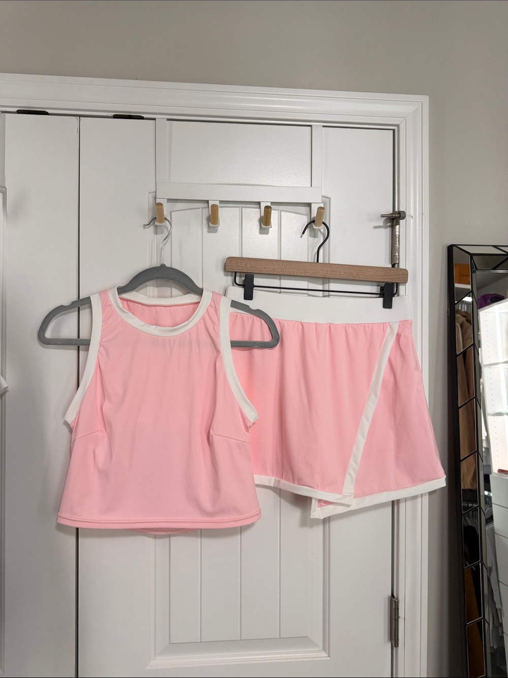 Pink Contrast-Trim Workout Set